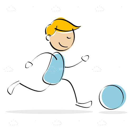 Boy Kicking Ball in Sketch Style